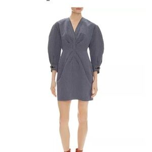 Sandro Kassy Striped Long Sleeve Dress in Blue Stripe SZ 42 , M-L